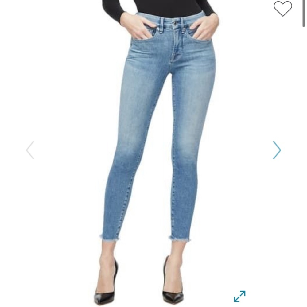 Good American good legs raw hem skinny jeans